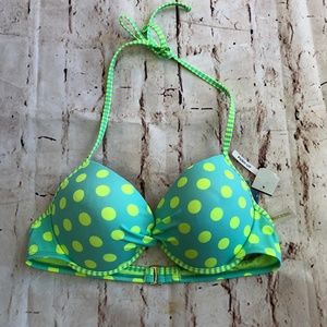 INMOCEAN Women Large PushUp Bikini Top Blue Dotted